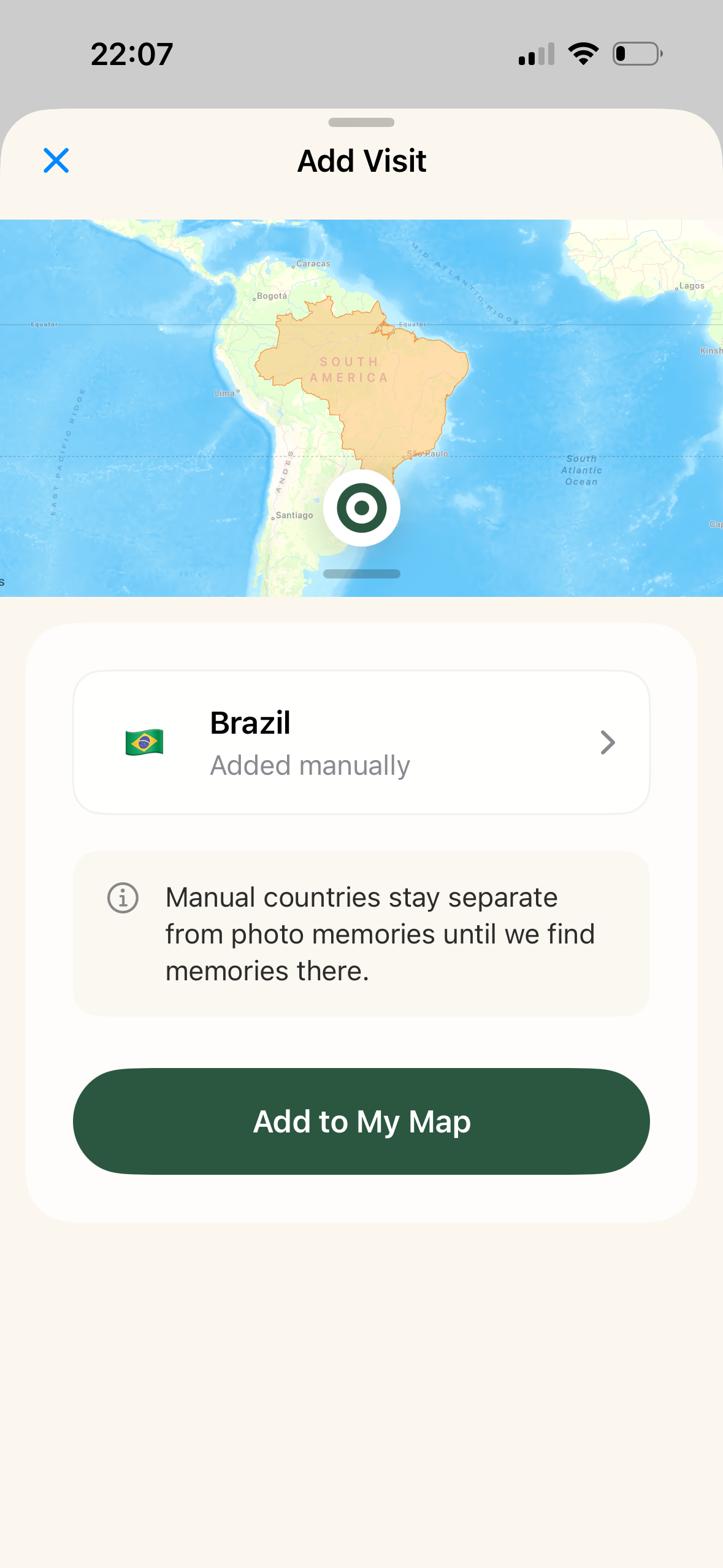Manual country add screen