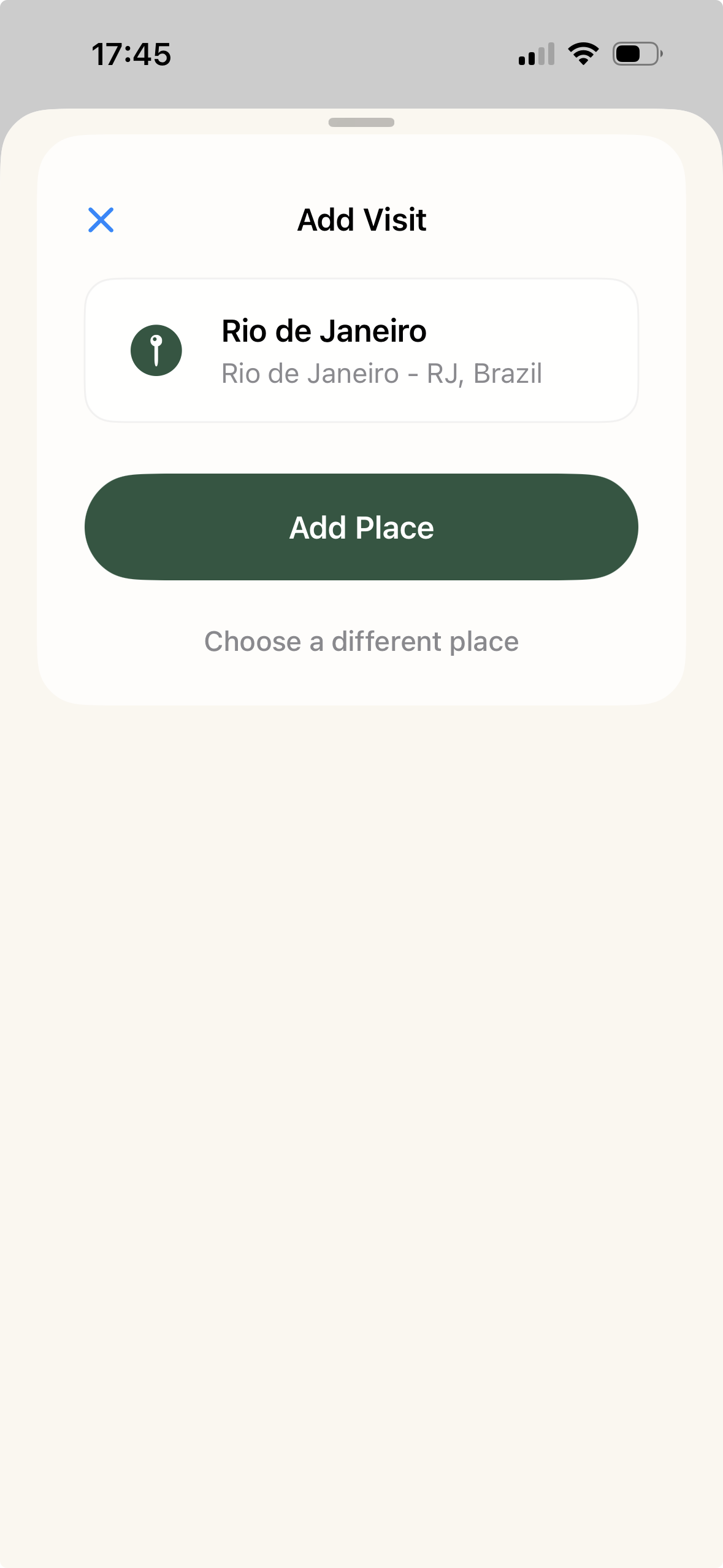 Manual place add screen