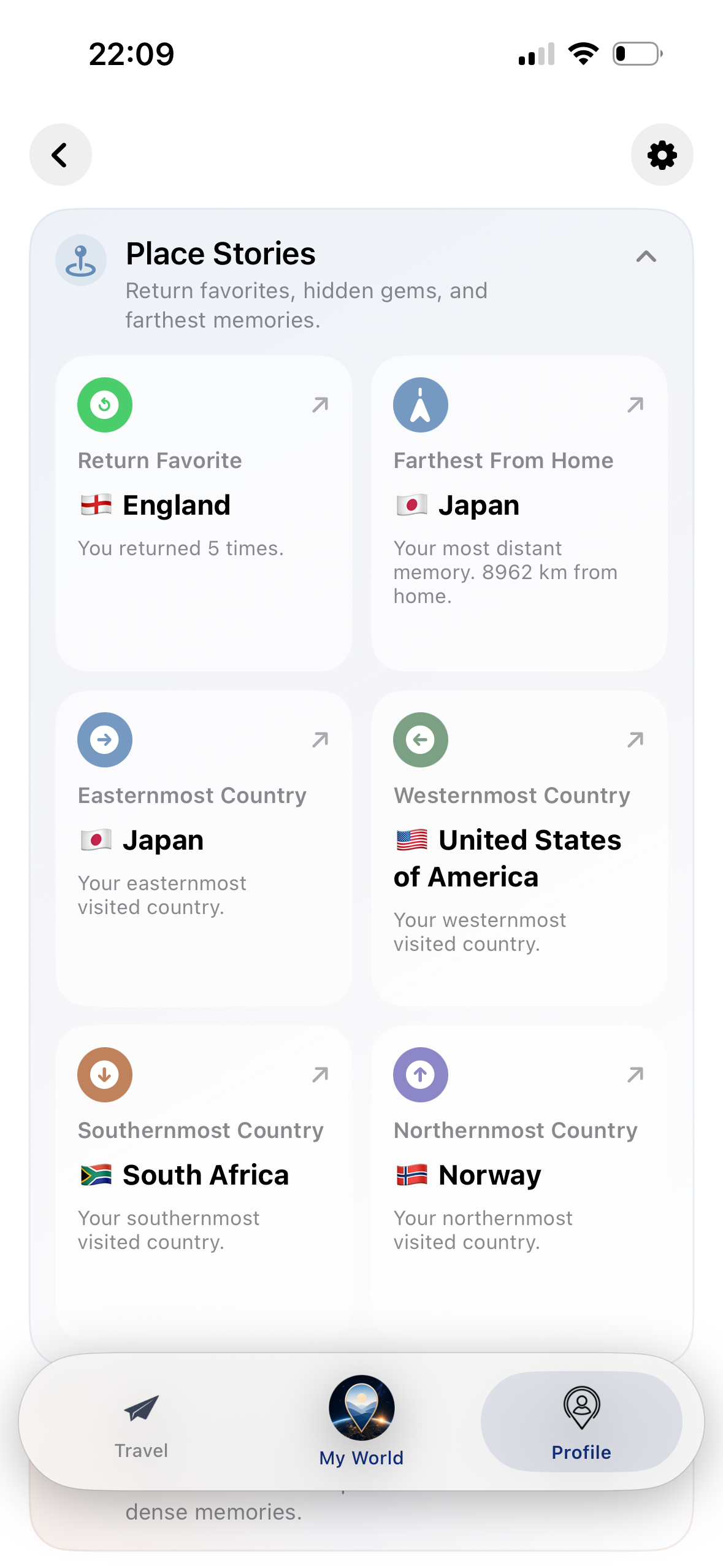Demo profile stories screen